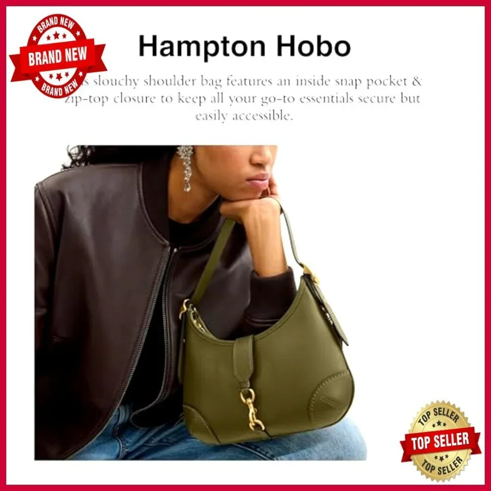 Leather Hobo Shoulder Bag with Snap Pocket and Zip Closure